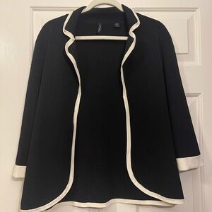 Venini Black and White Open Front Blazer